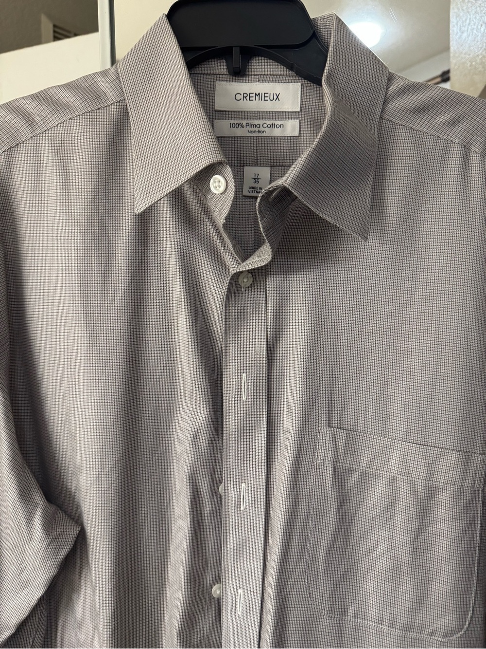 Daniel Cremieux Men’s Light Gray Micro-Check Pima Cotton Dress Shirt